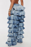 Ruffled Layered Two-Toned Jeans