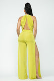 Lysette Lime Velour Pants Set