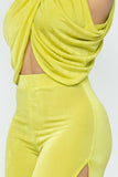 Lysette Lime Velour Pants Set