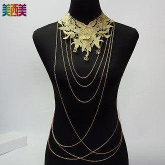 Flower Embroidered Body Chain Necklace