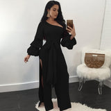 Flare Leg Side Slit Jumpsuit